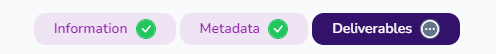 Metadata Tab Deliverables Page